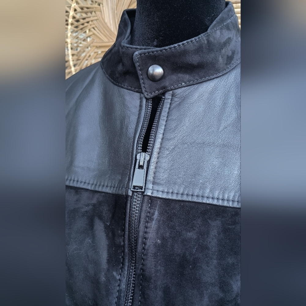 Murano Premium Leather Black Lambskin Leather and Suede Jacket_S - Picture 3 of 9